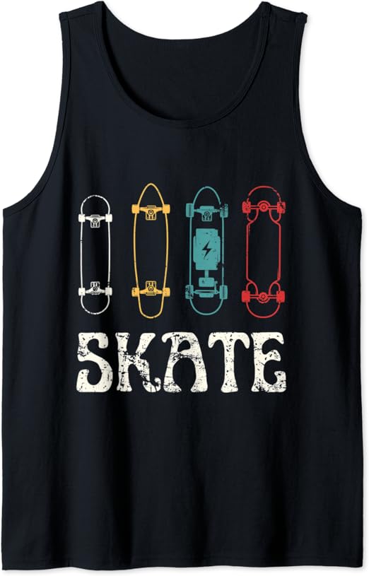 Retro Skateboard, Cruiser,Electric Skateboard and Longboard Tank Top Clothing